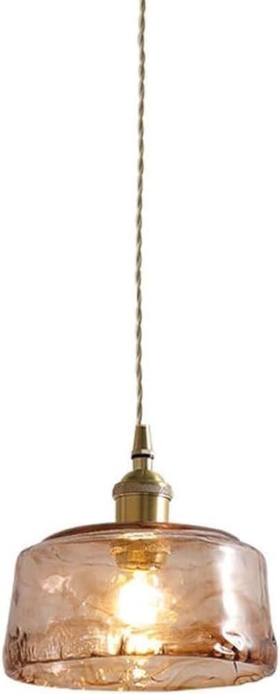 Suspension luminaire salon et chambre plafonnier vintage en verre ambré