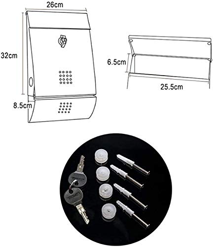 KANULAN Brievenbus Met Slot En Sleutels Brievenbus Huishoudelijke Roestvrij Staal Krantbrievenbussen Outdoor Wandmontage… - Afbeelding 6