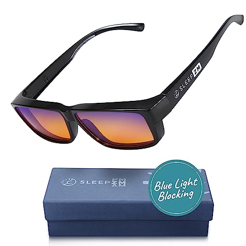 Sleep ZM Fit Over 99.9% Blue Light Glasses for Computer, TV, Gaming Use Improve Sleep Quality by Naturally Producing Melatonin for Women and Men