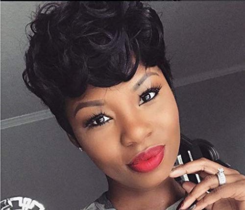 Body Human Hair BoB Wigs with Bangs Brazilian Short Bob Wigs For Woman 8Inch None Lace Front Wigs Glueless Bangs Machine Made Wigs Natural Color