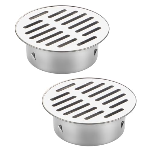 2 desagües de suelo redondos de acero inoxidable resistentes para ducha y baño con acabado de cepillo recogedor de pelo, fácil instalación