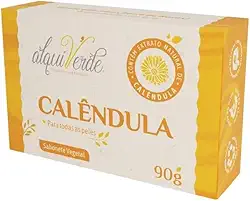Kit com 3 Unidades Sabonete Vegetal Alquiverde de Calêndula em Barra 90g - Limpeza Suave e Natural para Todos os Tipos de Pele