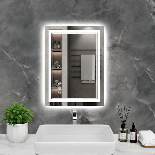 20x28 Inch LED Bathroom Mirror with Lights, 3 Colors Dimmable