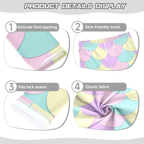 Girls' Leggings Ankle Length Printed Leggings Mermaid Scale Fish Soft Comfortable Pants for Kids 4-10 Years4