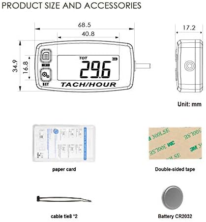 Miniatura 8 de Jayron JR-HM032A - Medidor digital autoalimentado, inductivo, mantenimiento, impermeable, retroiluminado, apagado, batería reemplazable, para