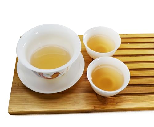 Image of Liang baobao Ice Jade White Porcelain Gaiwan,5oz Teacup Suet-fat Jade Porcelain Chinese Tea Cup Set for Gongfu Tea (fish)