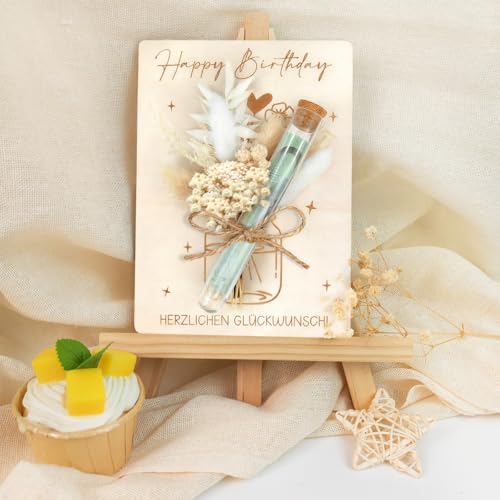 Geldgeschenke Geburtstag, Holz Geburtstagskarte Geldgeschenke Verpackung mit Happy Birthday, Geburtstagsgeschenk für Frauen Männer, Geschenke für Männer Frauen Geburtstag