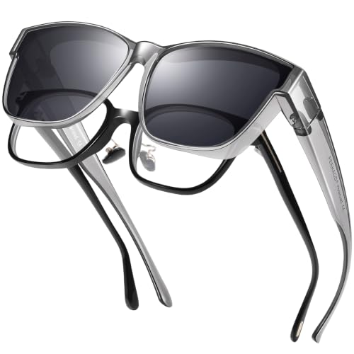 Image of Polarized Sunglasses Fit Over Glasses for Women Men, Oversized Square Sun Glasses UV400 Protection