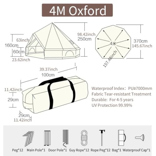 Carpa Bell Oxford 300D Espaciosa 5 Personas Resistente Agua miniatura 7