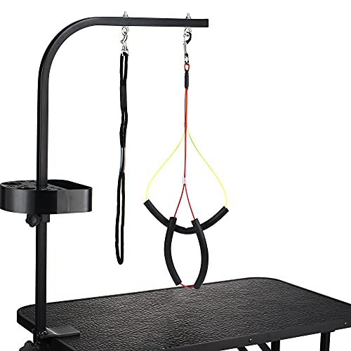 DAWOO Lazo de aseo para mascotas, correa ajustable para el cuello y la cintura fijadores para el cuidado de perros y mesas de aseo y brazos, adecuado para perros pequeños y medianos (amarillo + rojo) Cover