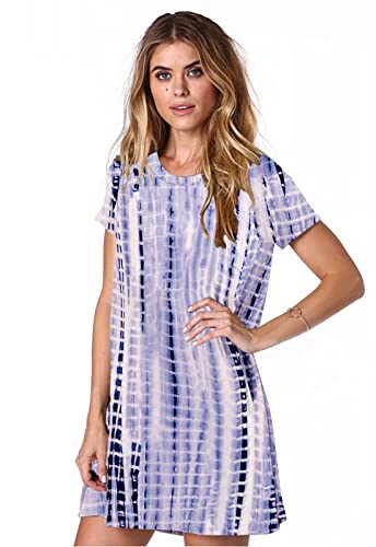 Alaster Queen Alaster Women'S 2024 Casual T Shirt Summer Dress Loose Short Sleeve Purple Tiedye Tunic Sundress With Pocket For Women thumb #1