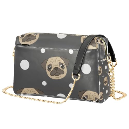 Sac à bandoulière en cuir PU de qualité supérieure motif carlin Mnsruu