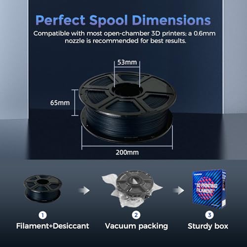 Image of FLASHFORGE Carbon Fiber PETG Filament 1.75mm Midnight Blue, Reinforced 3D Printer Filament 1kg, Lightweight & High-Strength PETG-CF Filament, Strong & Easy to Print