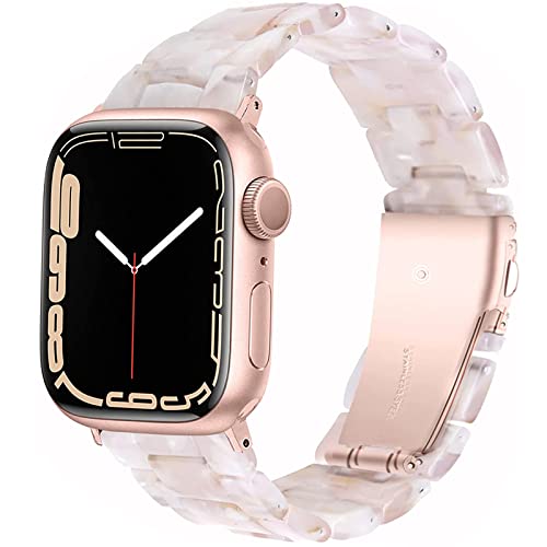 Miimall Compatible Apple Watch 38mm 40mm 41mm Resin Band Women Men Bracelet Stainless Steel Buckle Band Strap for Apple Watch SE Series 7 6 5 4 3 2 1 38mm 40mm 41mm(Flower Pink)