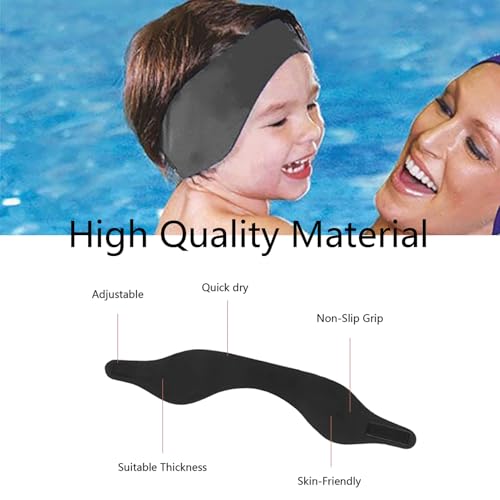 Eanpet 2Pack Inflatable Swimming Belt and Headband for Adults and Kids Water Aerobics Exercise Back Float Black Ear Wrap Adjustable Swim Belt Ear Band for Swimming Beginners