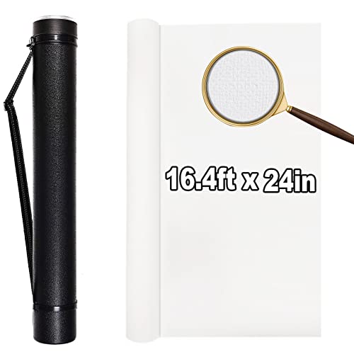 Vnaker Double Primed Cotton Canvas Roll Kits, 16.4Ft X 24" Canvas Roll And Expandable Canvas Tube For Oil & Acrylic Paint #TOP5