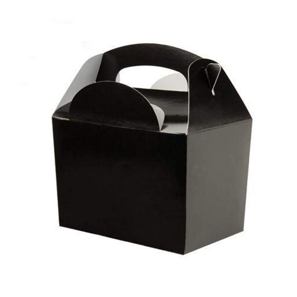 MustBeBonkers 60 Childrens/Kids Plain Coloured Carry Food Meal Birthday Party Box Loot Bag Boxes - Size: 152mm x 100mm x 102mm (Black)