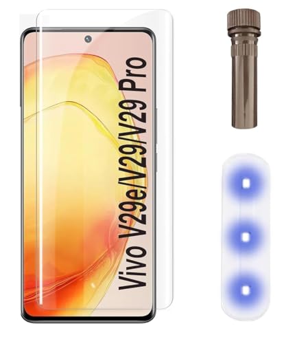Image of MACLEN Ultra Premium HD Adavnced Glue UV Curved Tempered Glass for Vivo V29, Vivo V29 Pro 5G | With HD clearity full curved edge protection and Installation Kit