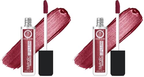 Image of Colors Queen Metallic Waterproof Lip Gloss | Lightweight Lip Gloss with High Shine | Glossy Liquid Lipstick with Shimmer for Smooth & Shiny Lips, Non-Sticky Formula (08 - Socialite) (Pack of 2)