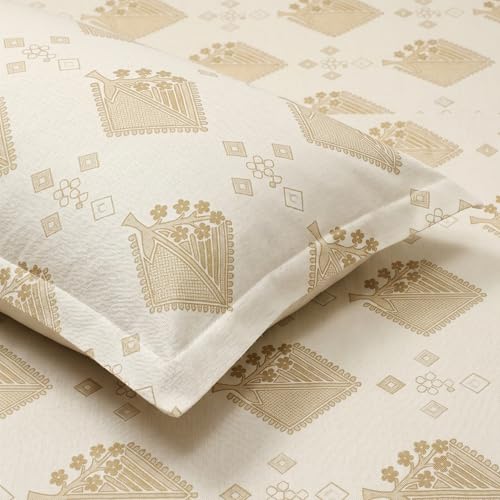 Image of Mafatlal 186 TC Grace Cotton Bedsheet for Double Bed | Pure Cotton Fabric | 90 x 100 Inches | Soft, Durable & Comfortable | Includes 2 Pillow Covers