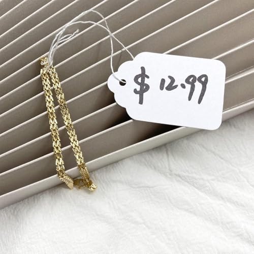 Image of DIY Crafts White Price Display Tags with String for Jewelry, Clothing Tie Label Paper Tag for Jewellery Retail Shops Watch Kitchen Clothes Content Label, Goods Price Tag (Pack of 100 Pcs)