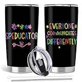 Absacie Special Education Teacher Gifts, Sped SLP Autism Teacher Appreciation Day Gifts, 20oz Stainless Steel Tumbler with Lid Straw