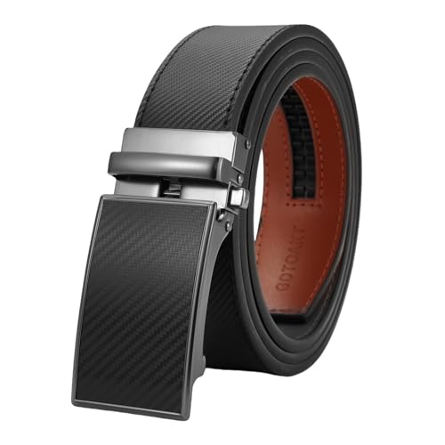 Mens Belt Leather Ratchet Belt, Dress Pants Jeans Click Belts for Men Casual Work Trim to Fit