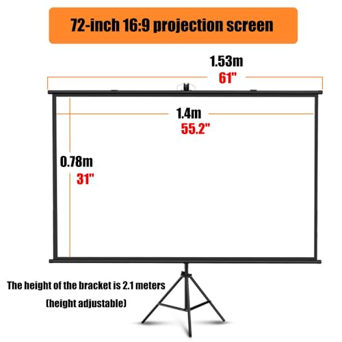 Pantalla manual con soporte 72" 16:9 portátil para proyector miniatura 5