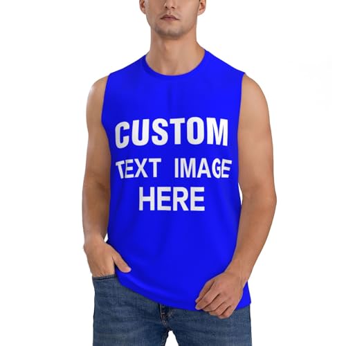 Custom Tank Top for Personalized Tank Top Design Text Image Logo Comfortable for Workouts, Runs, Or Everyday Activities. Blue X-Large CWE0506ZYM052