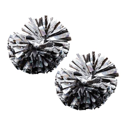 BESPORTBLE 2Pcs Metallic Cheerleading Pom Poms with Handles Compact Performance Props for Cheering Dance Sports Events and Team Spirit Eye Catching Design for Adults