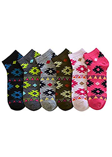 Image of ToBeInStyle Pack of 6 Printed & Solid Low Cut Ankle Socks - Kid's & Adults