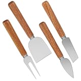 Warmhm 4 Stück Besteck zerkleinerter Käse Cutter Käsemesser Wurstwaren Käsegabel kleiner Käse Küchenversorgung Backen liefern Küchenwerkzeuge Erdnussbutterspatel Holz