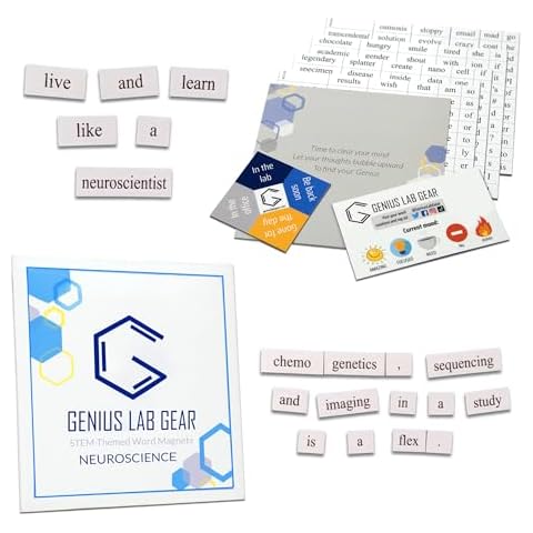 Neuroscience Word Magnets - Funny and Nerdy Word Kit for College to PhD to Professional Neuroscientist Level - Office Refrigerator or Magnetic White Board - Made in USA Cover
