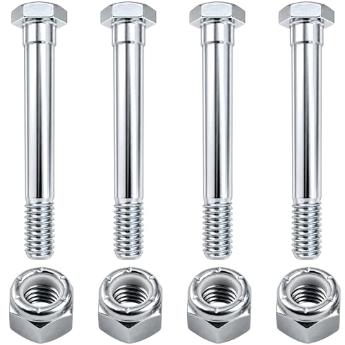 4 Sets 1/2"-13 x 3.85 Long Caster Wheel Bolts and Nuts, Heavy Duty Carbon Steel Step Screws, Galvanized Rust Resistant Replacement Hardware for Shopping Carts, Hand Trucks and Industrial Trolleys