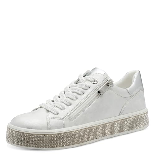 Marco Tozzi Damen Sneaker weiches Feel Me Wechselfußbett weiches Innenfutter Vegan Modisch, metallic (Silver Comb), 39 EU