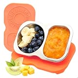 Fiambrera Bento Box, 2 Lunch Box con Tapas de Silicona, Reutilizables Caja Almuerzo de Acero Inoxidable, Portátil Botes Almacenaje Cocina para Dulces Especias Nueces Galletas, Dividida 65+85 ml