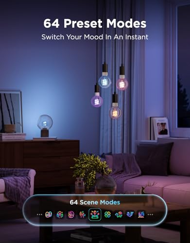 Image of Govee Edison Bulbs, G25 Smart Vintage Light Bulbs, RGBWW, E26 Base 4 Pack | RGBWW and Tunable White, Compatible with Matter, Alexa & Google Assistant, Vanity light bulb for Living Room Kitchen