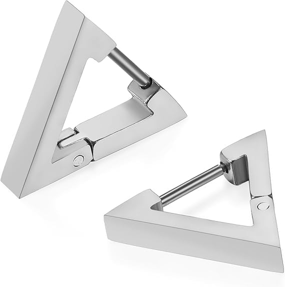 Triangle Stainless Steel Stud Men's Earrings Stainless Steel Hoop Earrings for boys and girls-image-28