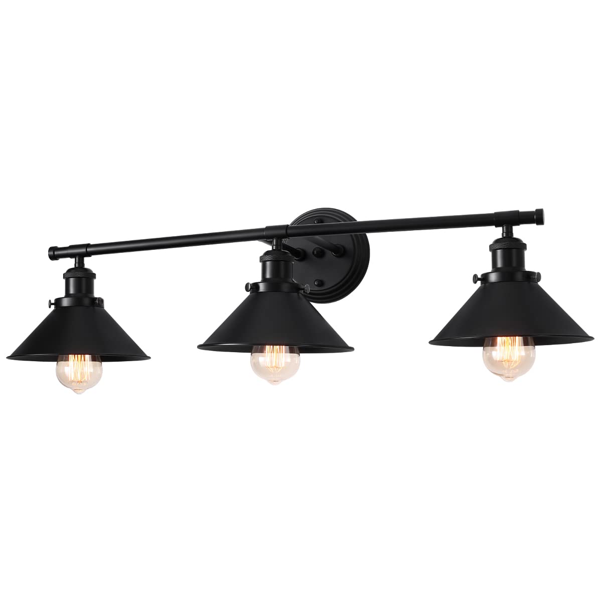 3 Lights Black Bathroom Light Fixtures, Farmhouse Vanity Light Fixtures Over Mirror, Industrial Indoor Wall Sconces for Bathroom Living Room Cabinet