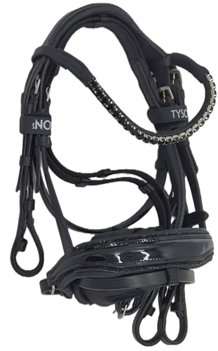 Tysons Breeches Black SIS Leder Trense Glitzer Lack ergonomisch Minishetty Mini Shetty Welsh Strass Lederzaum Zaum Falabella Minipony (Minishetty)