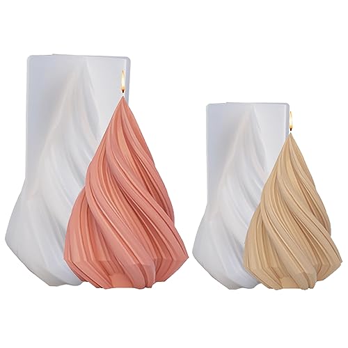 Junhui 2 Pièce Moule en Silicone Cône, Moule à Bougie 3D en Silicone, Cône Moules en Silicone pour La Décoration de La Maison, Travaux Manuels, Bougie Parfumée,...