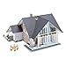 Produktbild FALLER Haus Prestige Modellbausatz mit 258 Einzelteilen 176 x 166 x 100 mm I Modelleisenbahn Zubehör H0 I Modelleisenbahn H0 Einfamilienhaus, Grau, Weiß und Creme