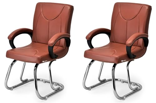 Image of Relaxation Chair Made up of Strong and Durable Frame Home Chair Modern Design for Comfort Seating (2, Brown, Double Pipe Frame)