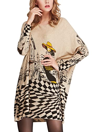 ellazhu Damen Langarm Rundhalsausschnitt Casual Pullover Sweater Sweatshirts DH34 Khaki Cover