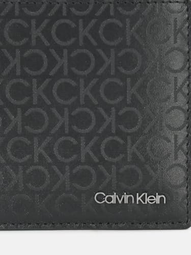 Image of Calvin Klein Logo black leather bi-fold wallet