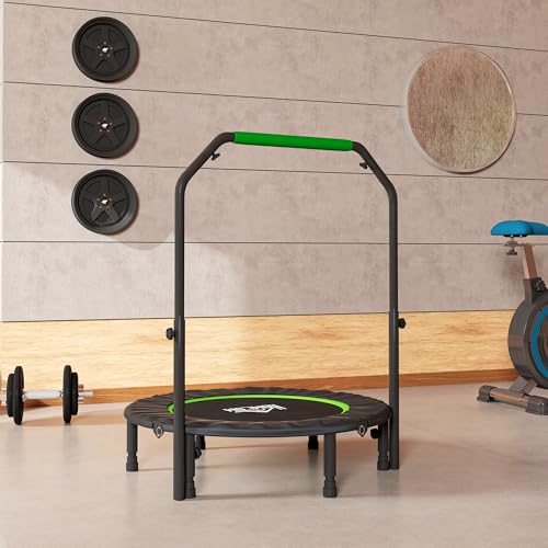 HOMCOM 40in Foldable Mini Trampoline with Adjustable Foam Handle for Adults - Image 9