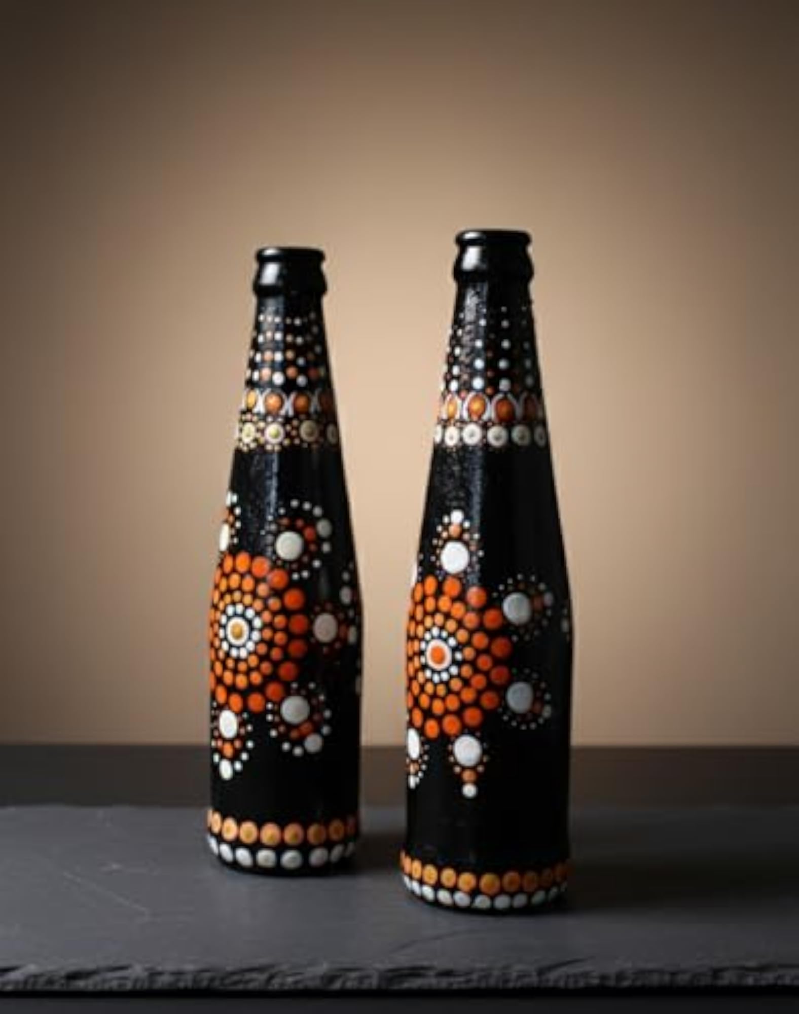 Hand Painted Decorative Glass Bottle, Mandala Art