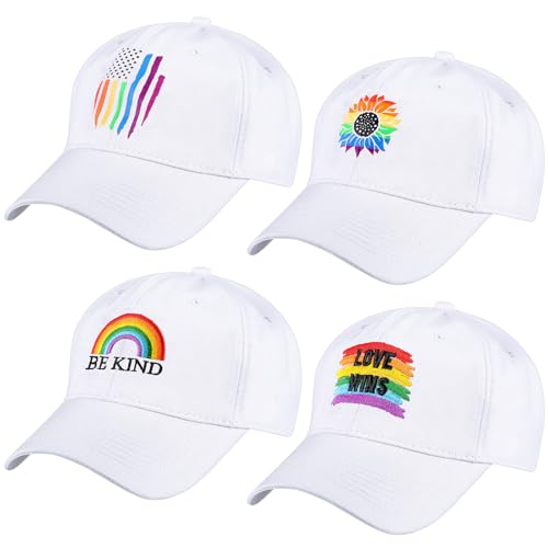 Casquette de baseball LGBT en coton vieilli durable broderie arc-en-ciel Pride de qualité