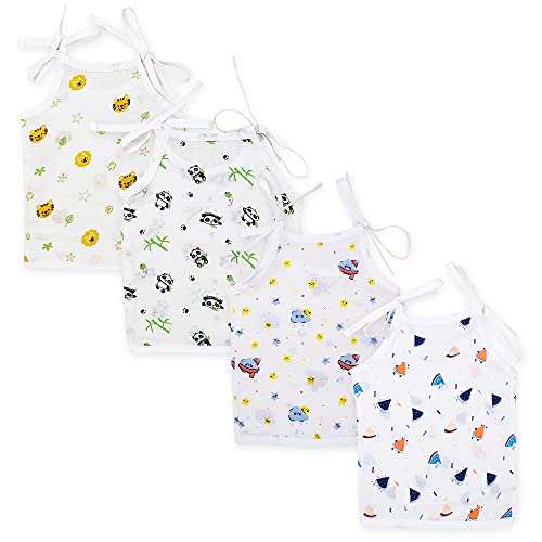 Image of The Boo Boo Club Muslin Jhabla for Baby Extra Soft Organic Cotton (Set of 4) | GOTS Certified | Animal and Fruit Print | Kids Summer Wear Set