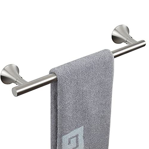 NearMoon Bathroom Towel Bar, Bath Accessories Thicken Stainless Steel Towel Rack, Elegant Round Base Wall Mounted Towel Holder for Bathroom (16 Inch)